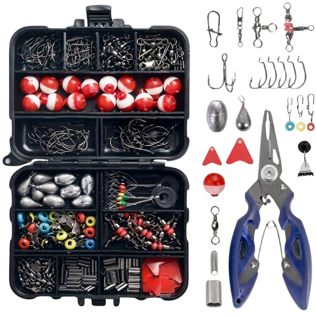 Kit d'Accessoires de Pêche Complet 263 Pièces avec Pince Multifonction