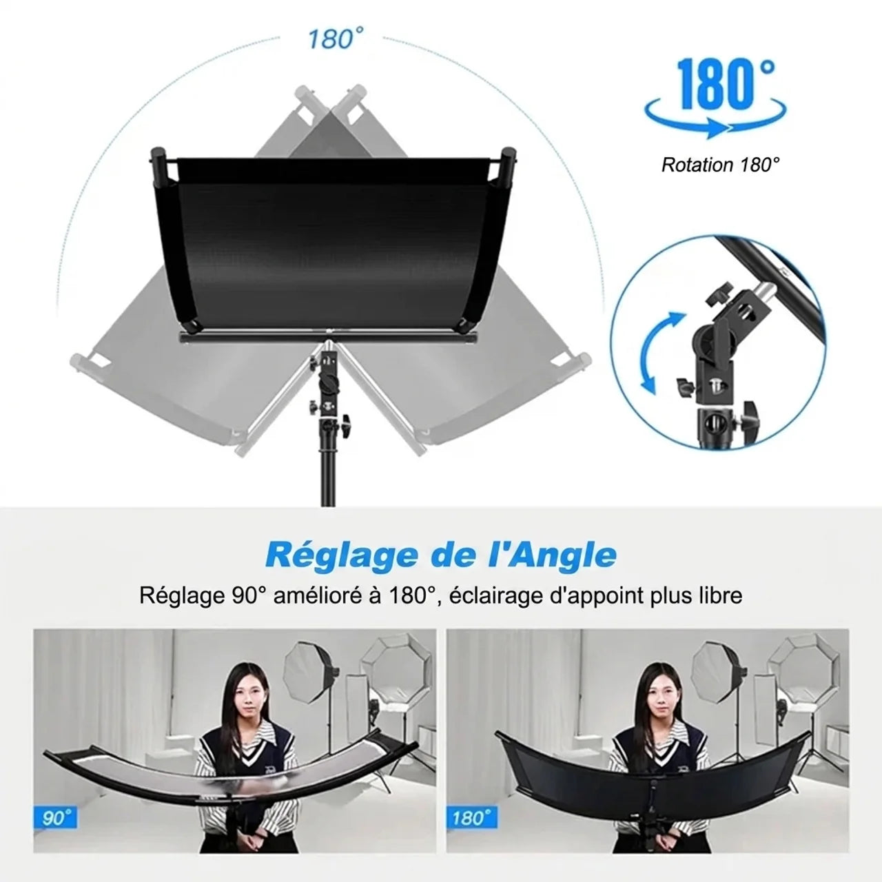 Réflecteur Photo en U 4-en-1 Pliable Kit d'Éclairage Studio Professionnel