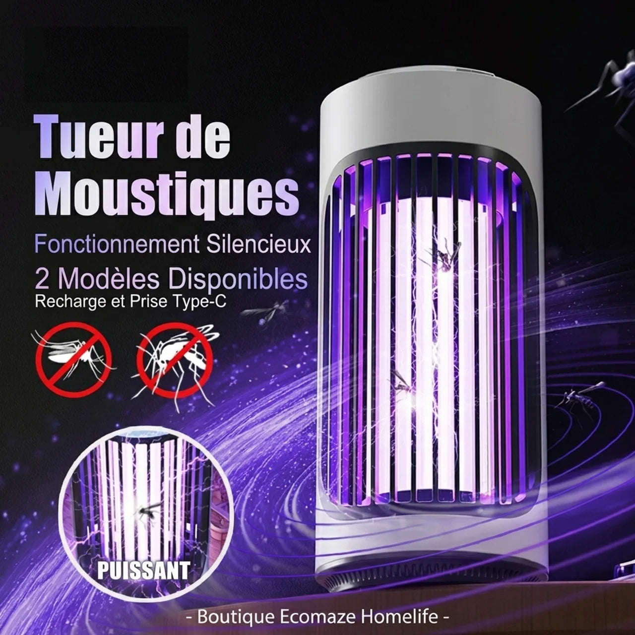 Lampe Anti-Moustiques UV Silencieuse