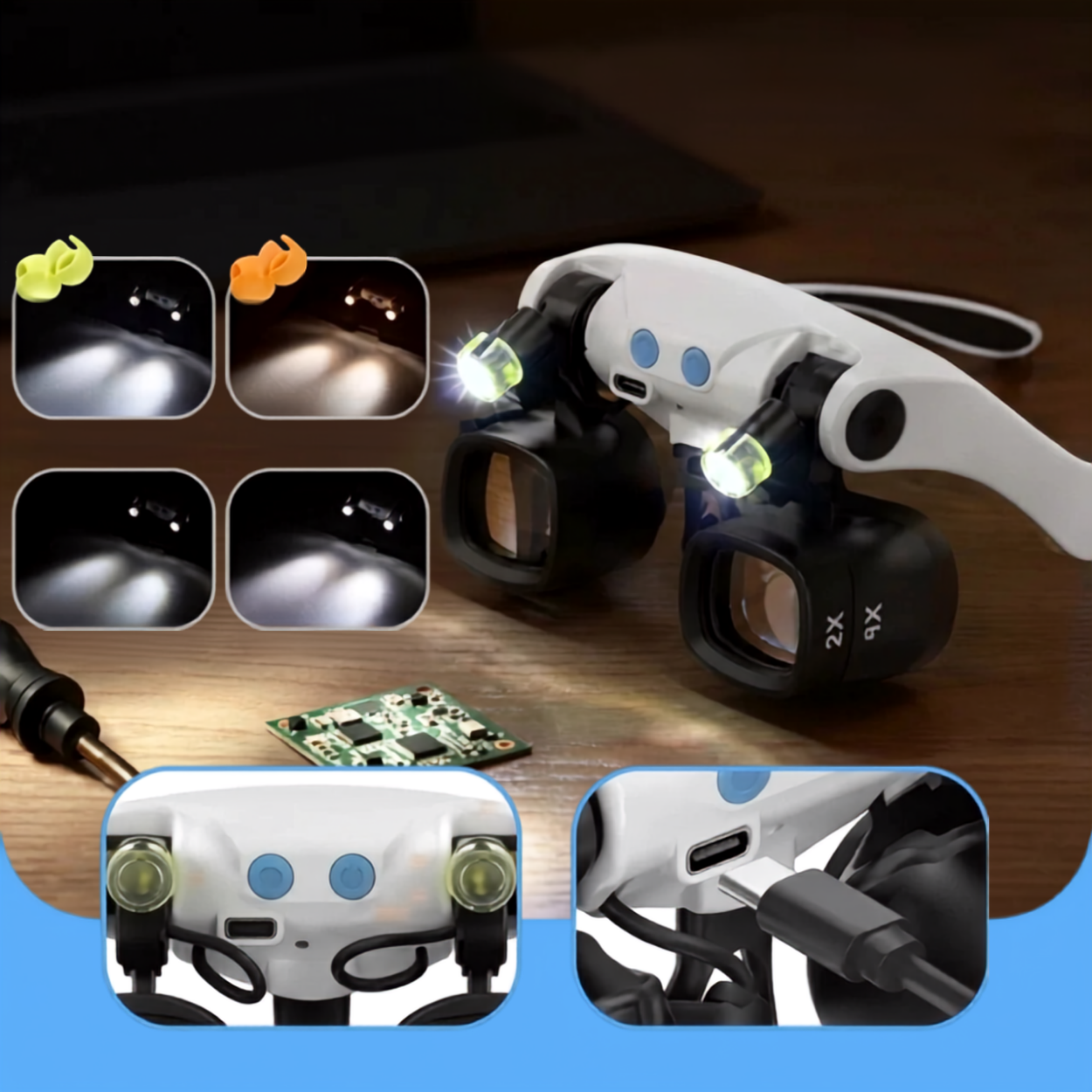 Loupe Frontale Professionnelle Rechargeable pour Horlogerie Bijouterie et Soudure