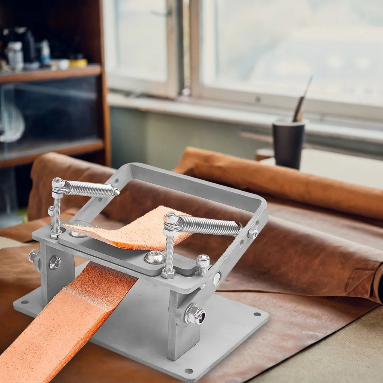 Machine à Éclaircir le Cuir Réglable en Acier Inoxydable pour Maroquinerie