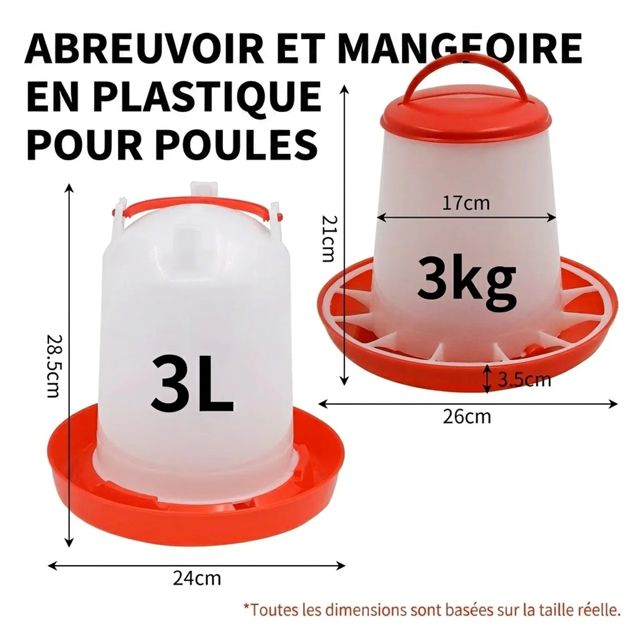Mangeoire et Abreuvoir Pour Poules 3L / 3KG