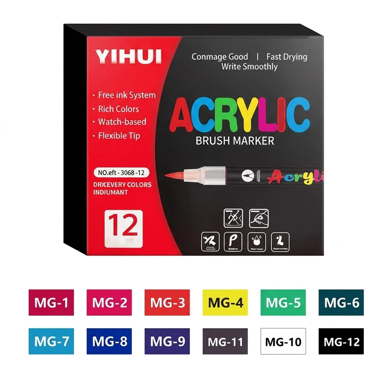 Marqueurs Acryliques Professionnels 60 Couleurs pour Dessin Peinture et DIY