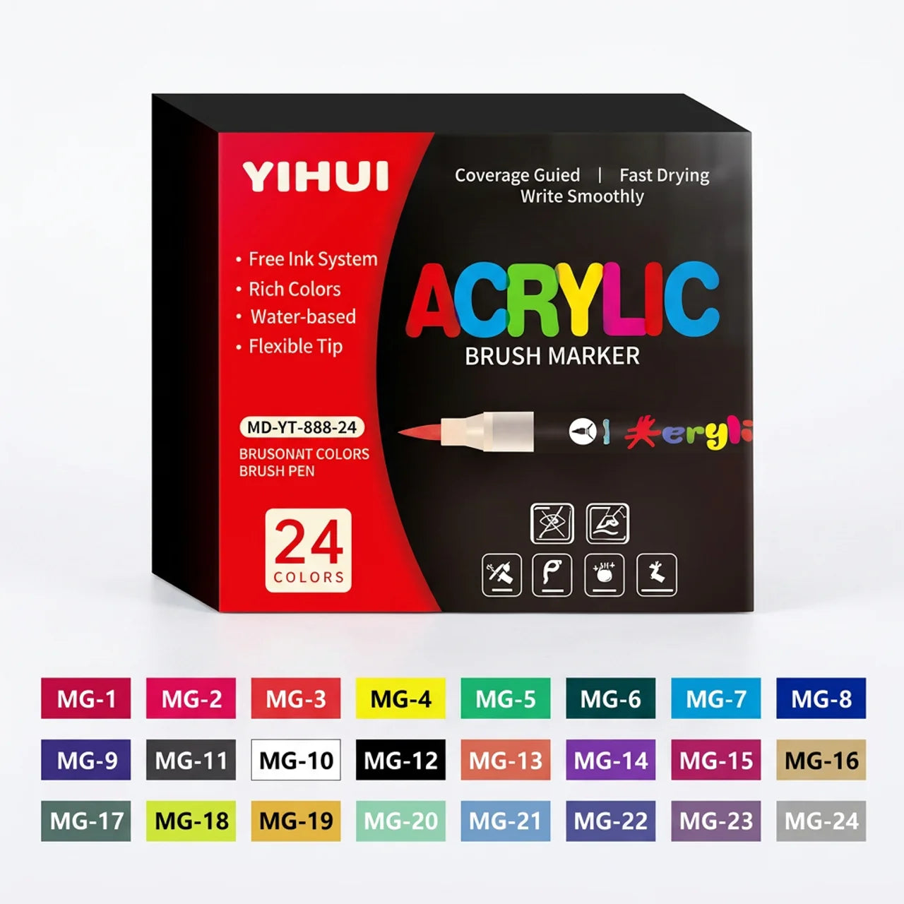 Marqueurs Acryliques Professionnels 60 Couleurs pour Dessin Peinture et DIY
