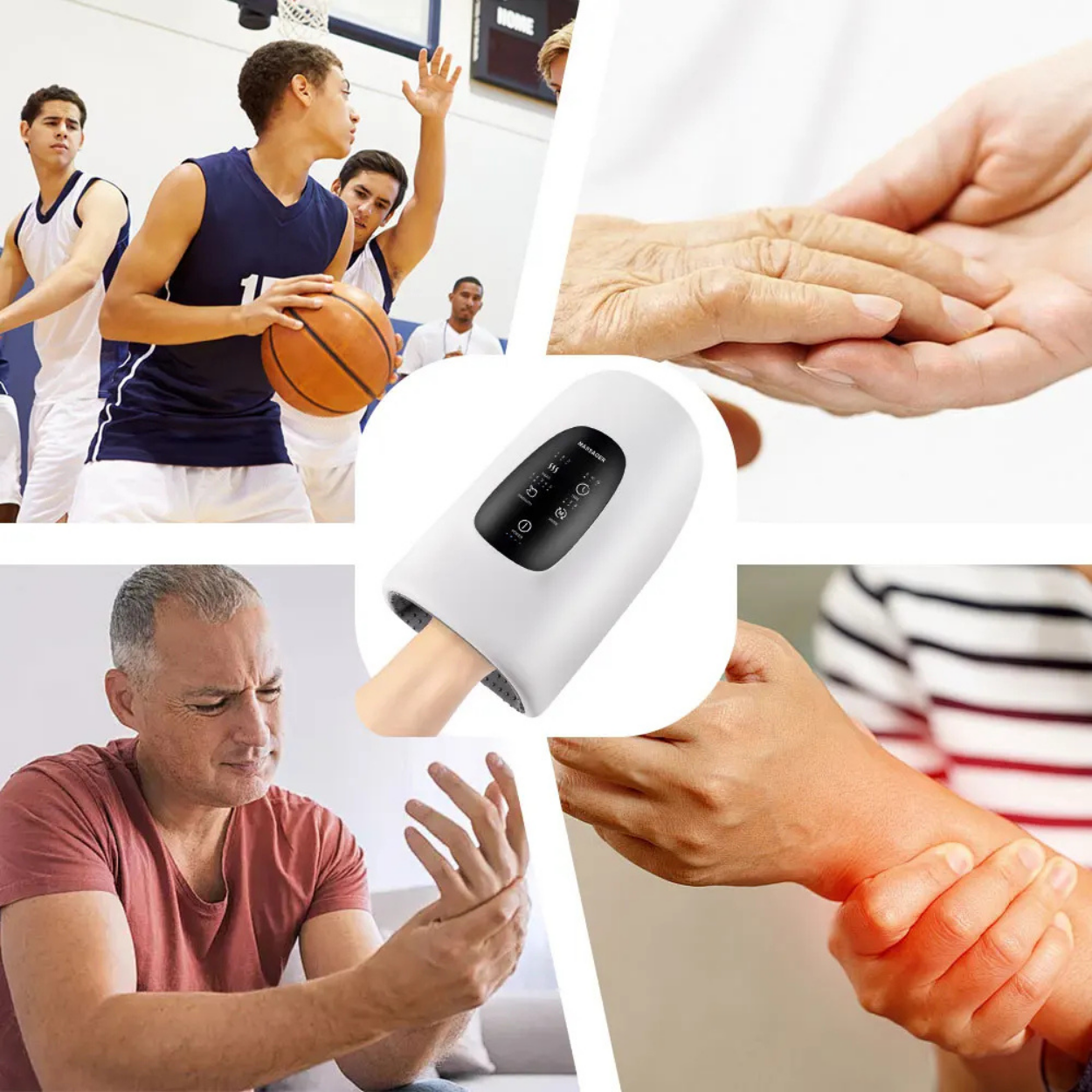 Masseur de Mains Chauffant Relaxation Compression Intelligente