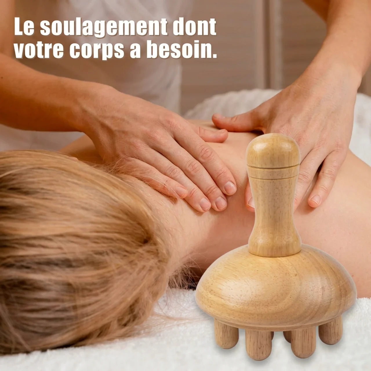 Masseur Champignon en Bois pour Drainage Lymphatique