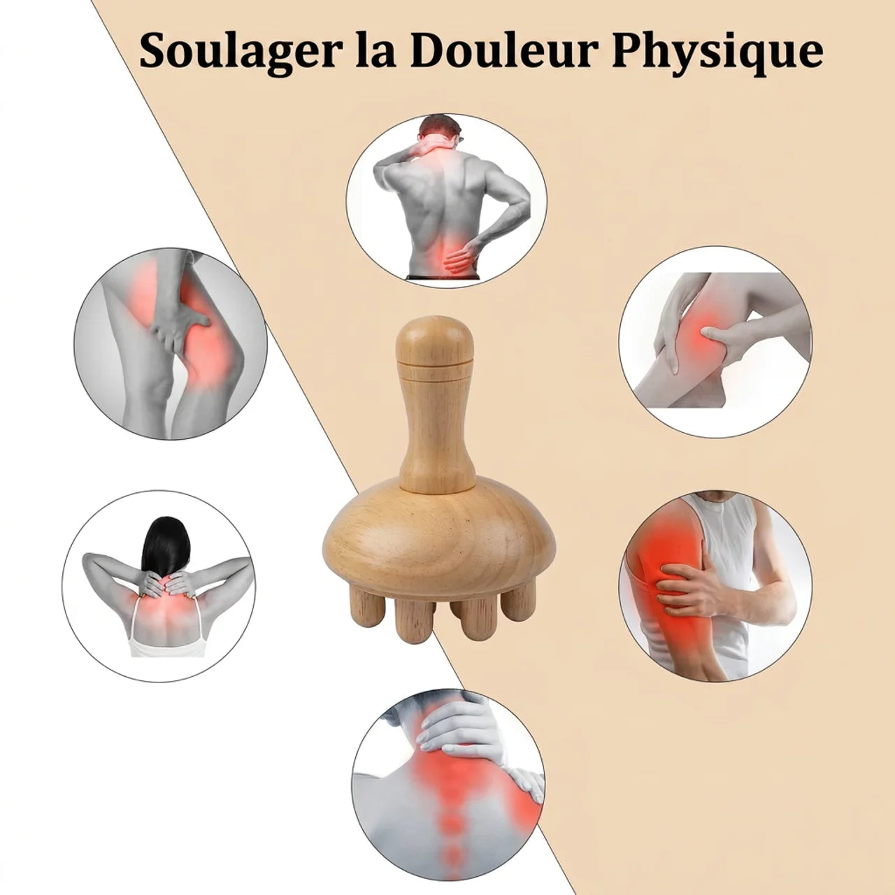 Masseur Champignon en Bois pour Drainage Lymphatique