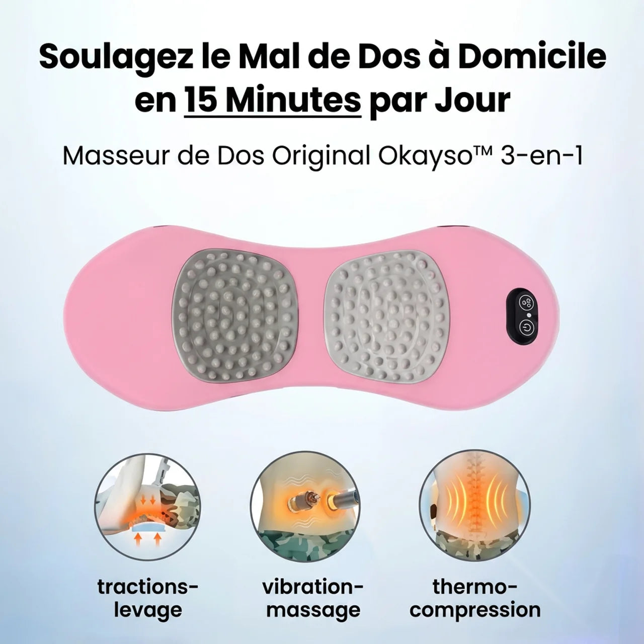 Masseur Dorsal 3-en-1 – Traction Chaleur & Massage Vibrant pour Soulager le Dos