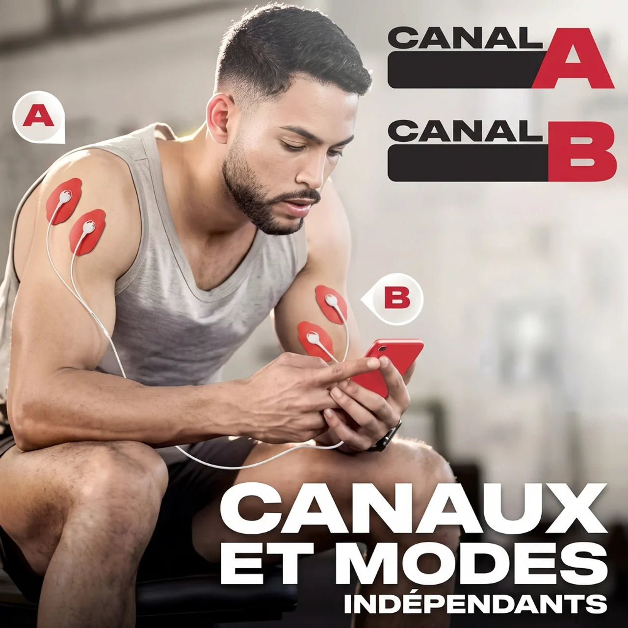 Appareil TENS EMS Électrostimulation Stimulateur Musculaire Électrique Rechargeable