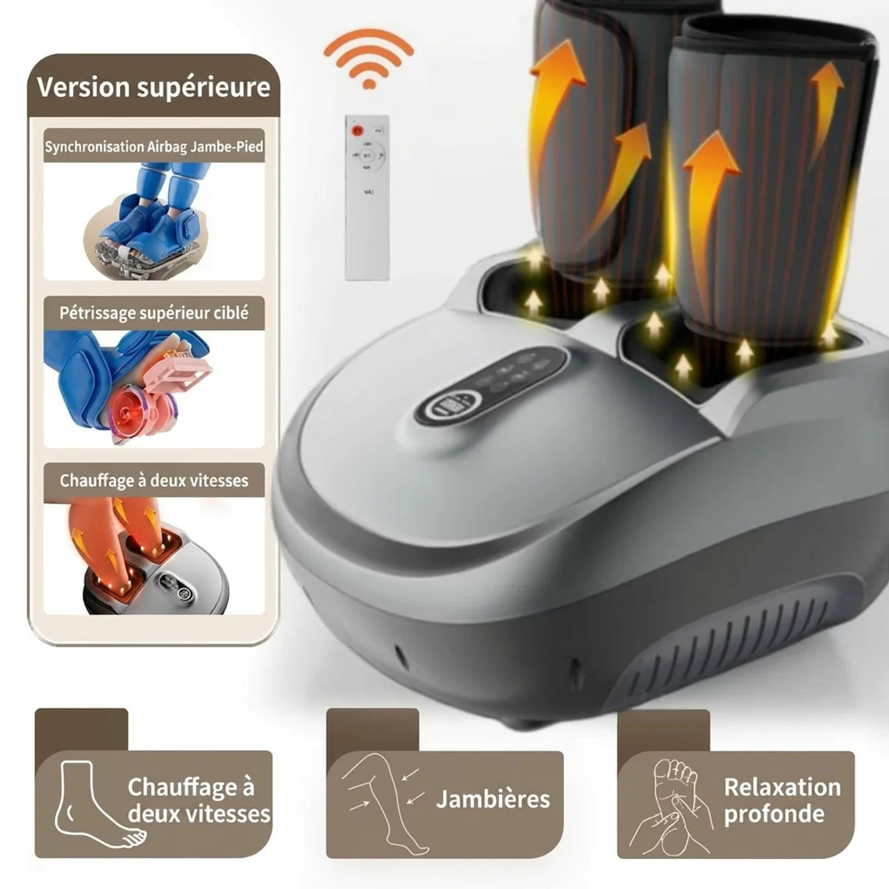 Masseur Pieds et Mollets 8D Chauffant Compression & Massage Shiatsu