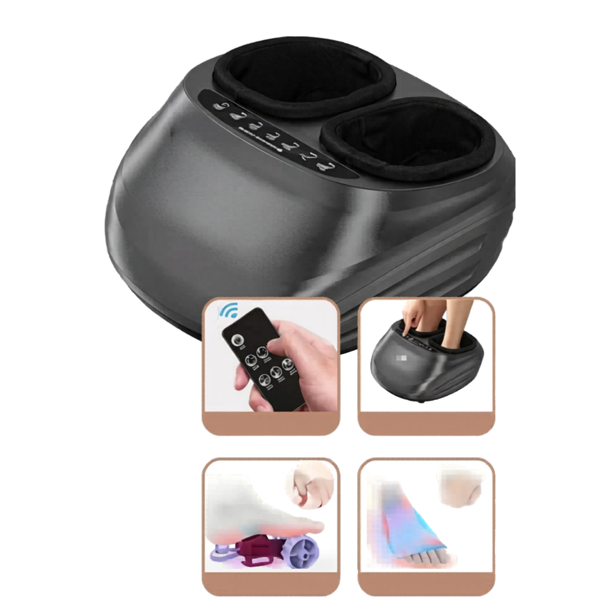 Masseur de Pieds Électrique Chauffant avec Compression & Rouleaux Plantaires