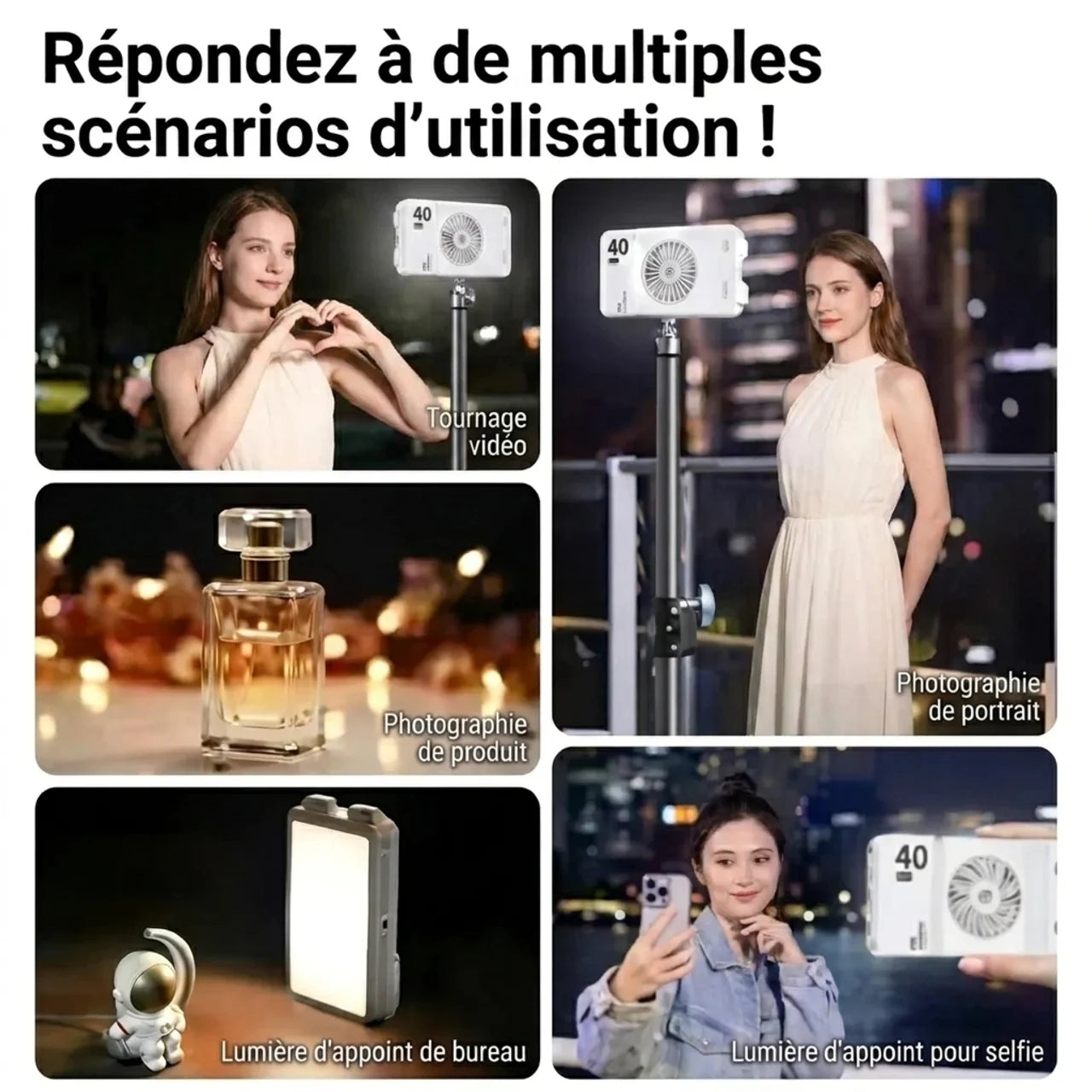 Mini Lampe LED Vidéo 40W Portable pour Smartphone & Appareil Photo