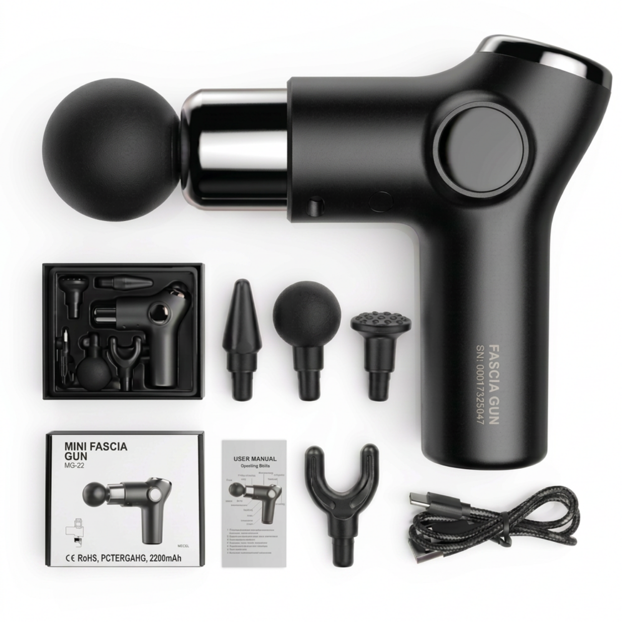 Mini Pistolet de Massage Musculaire LCD 32 Vitesses USB-C