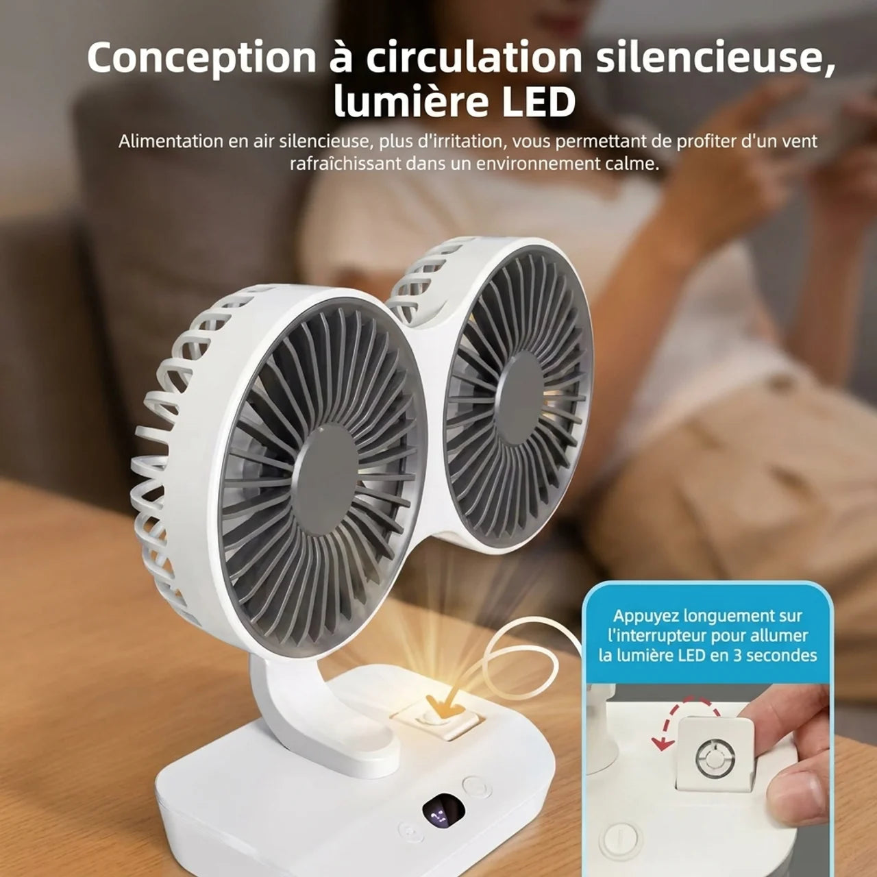 Mini Ventilateur Double Tête USB