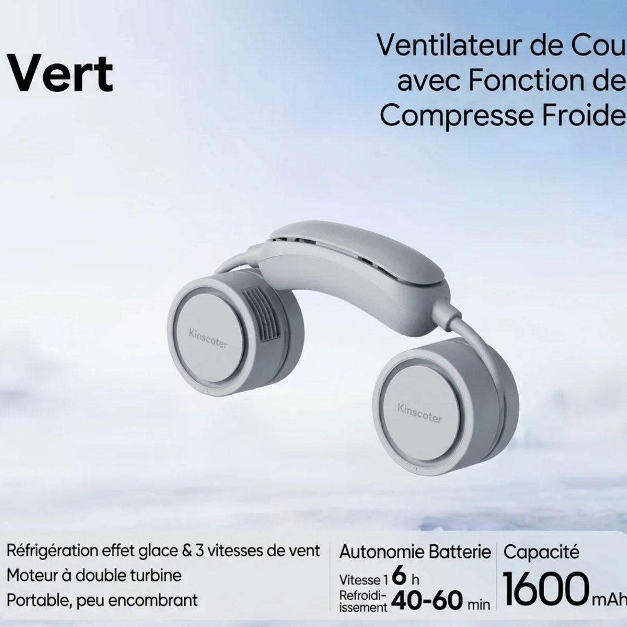 Mini Ventilateur de Cou Portable Pliable avec Diffuseur d'Huiles Essentielles