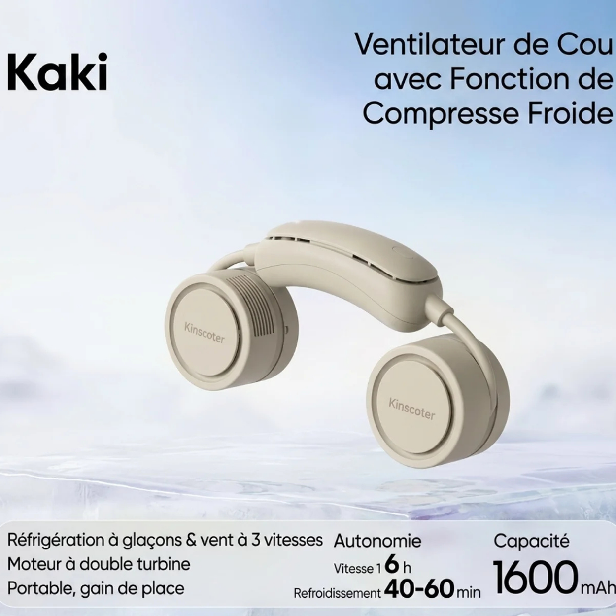Mini Ventilateur de Cou Portable Pliable avec Diffuseur d'Huiles Essentielles