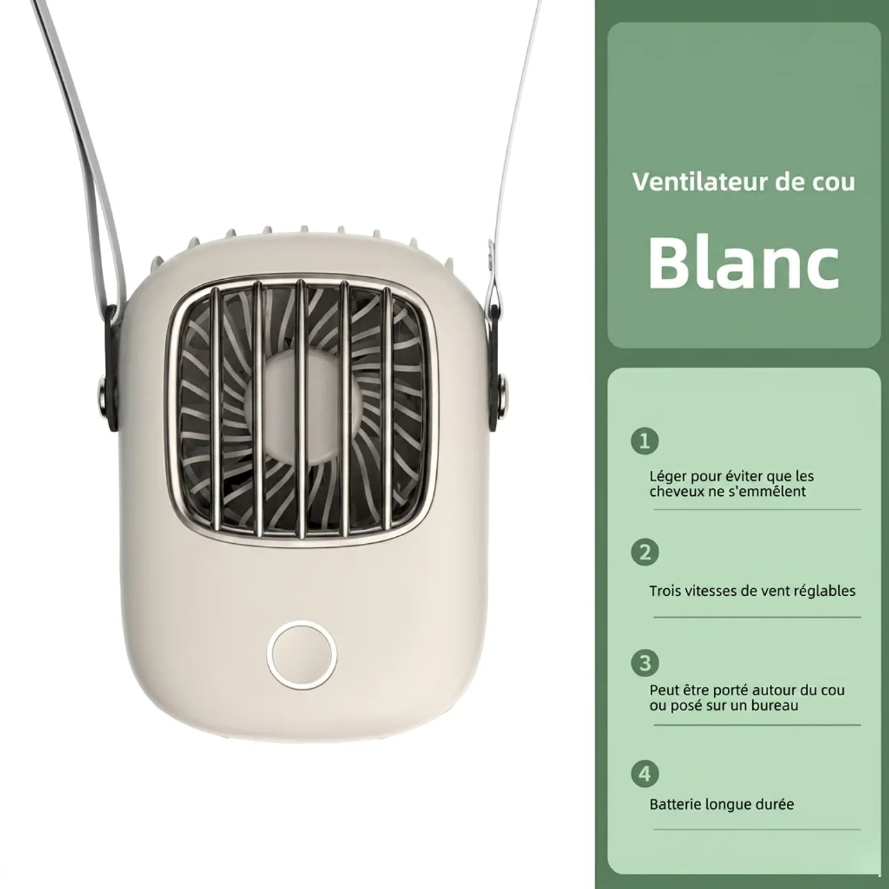 Mini Ventilateur de Cou Portable USB Fraîcheur Mains Libres Partout