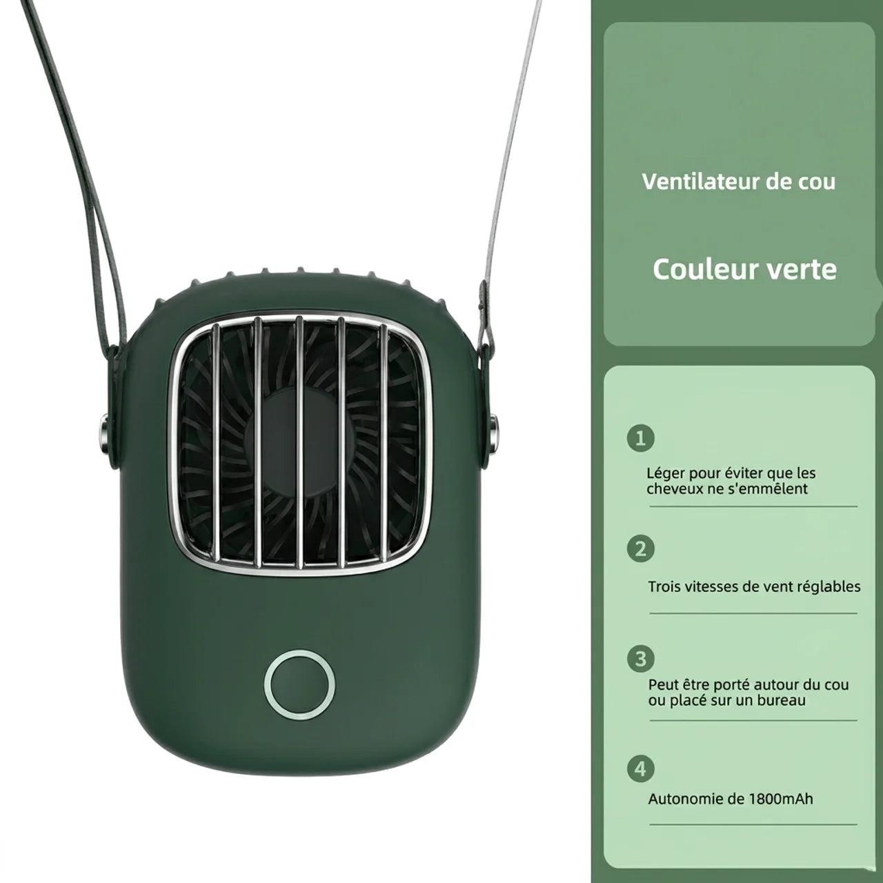 Mini Ventilateur de Cou Portable USB Fraîcheur Mains Libres Partout