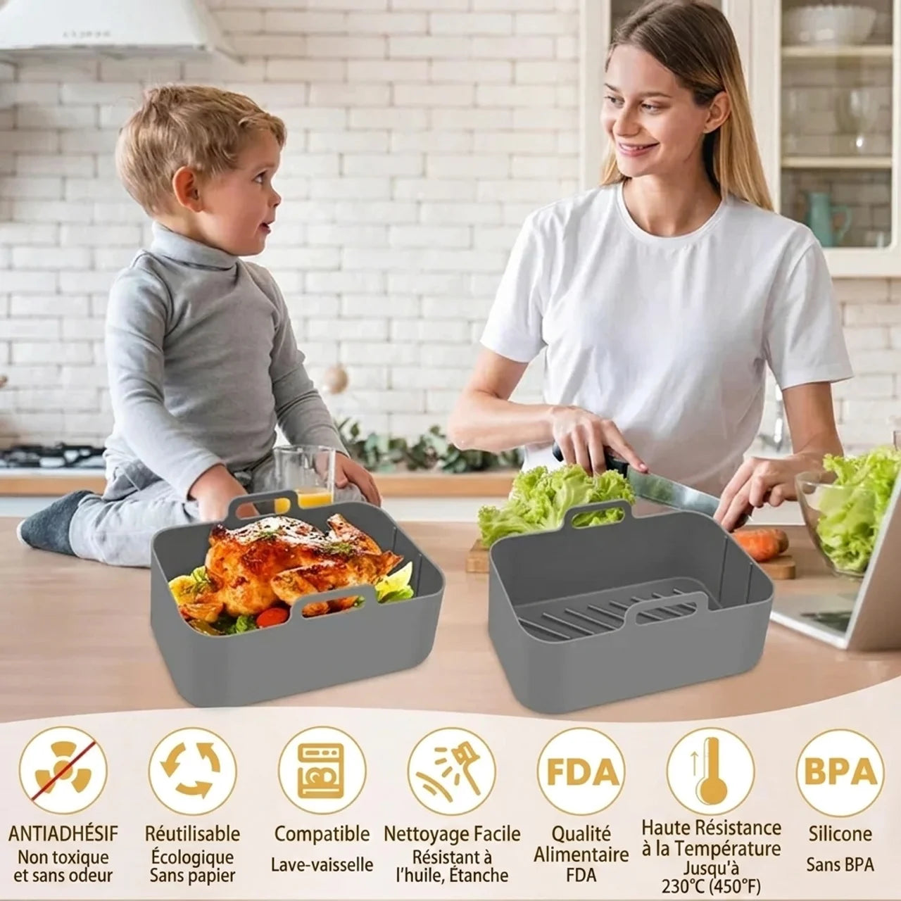 Moules Silicone Air Fryer Réutilisables