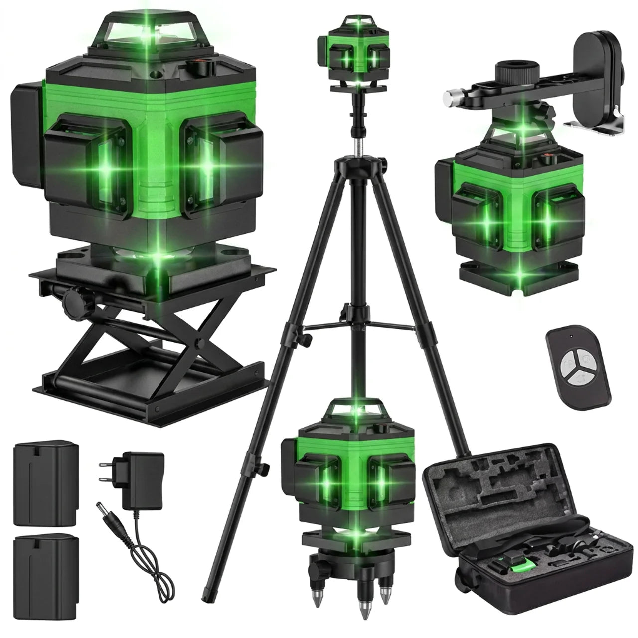 Niveau Laser Vert 4D 16 Lignes 3x360° Auto-Nivelant Précision Professionnelle