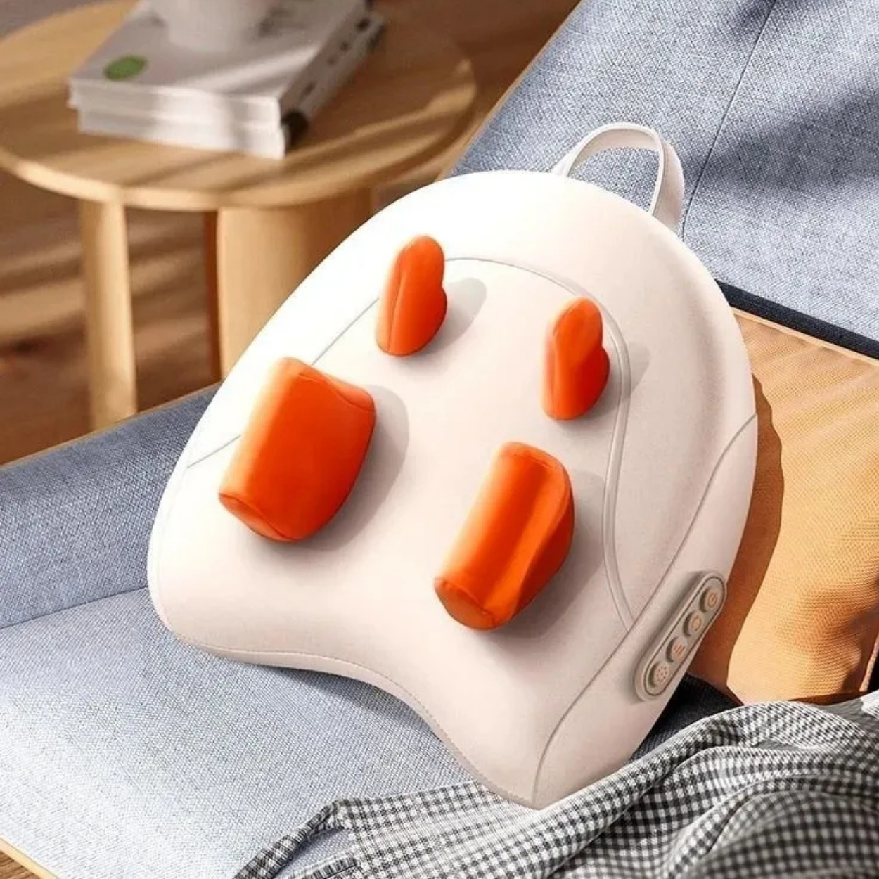 Oreiller de Massage Sans Fil Pétrissage Chauffant Cou Dos & Jambes