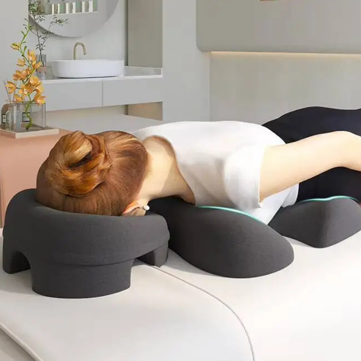 Oreiller de Salon SPA Ergonomique Soutien Visage Cou et Poitrine