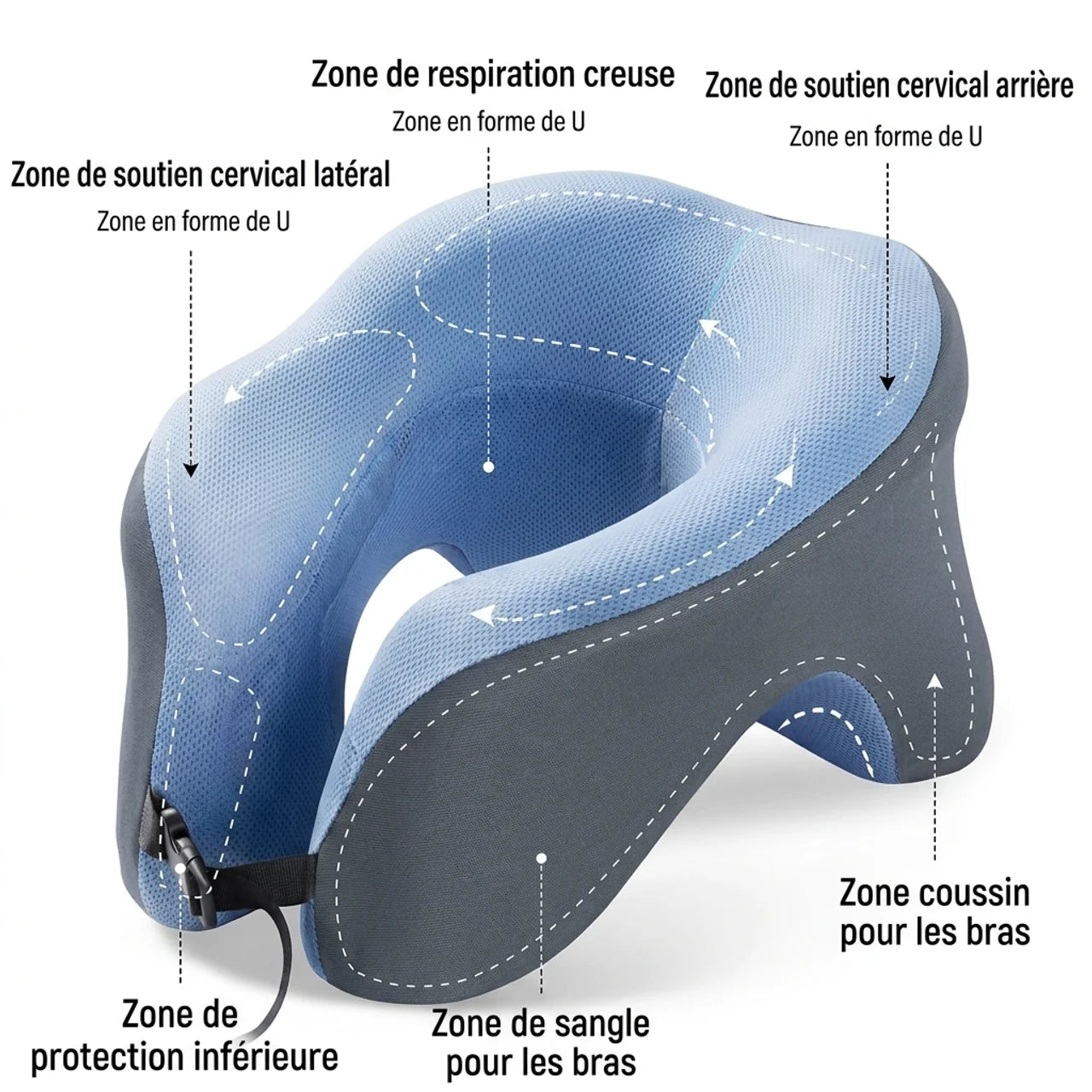 Oreiller Cervical Ergonomique en Mousse à Mémoire de Forme de Voyage et de Sieste