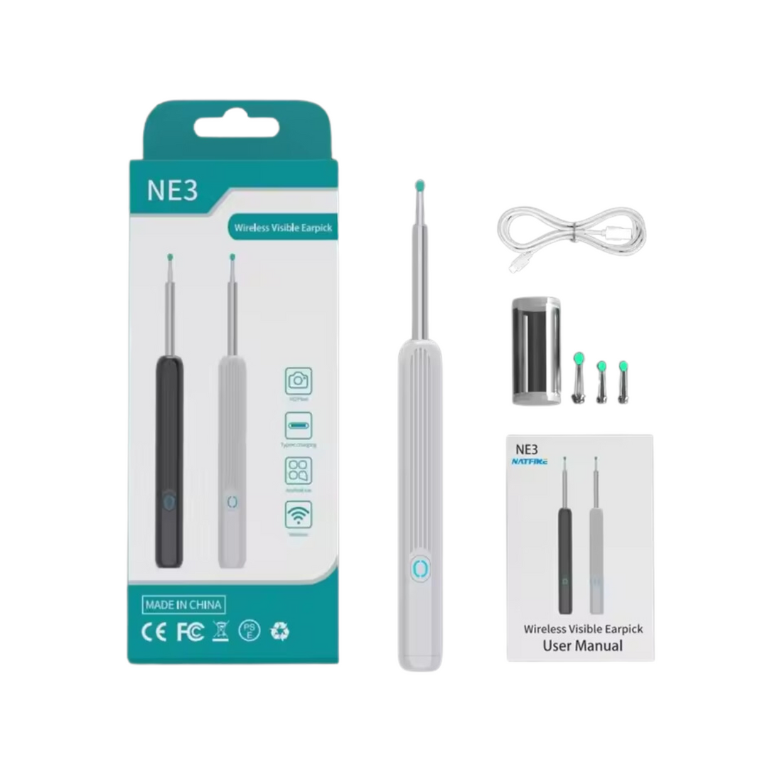 Otoscope Sans Fil Nettoyeur Oreille Visuel Intelligent