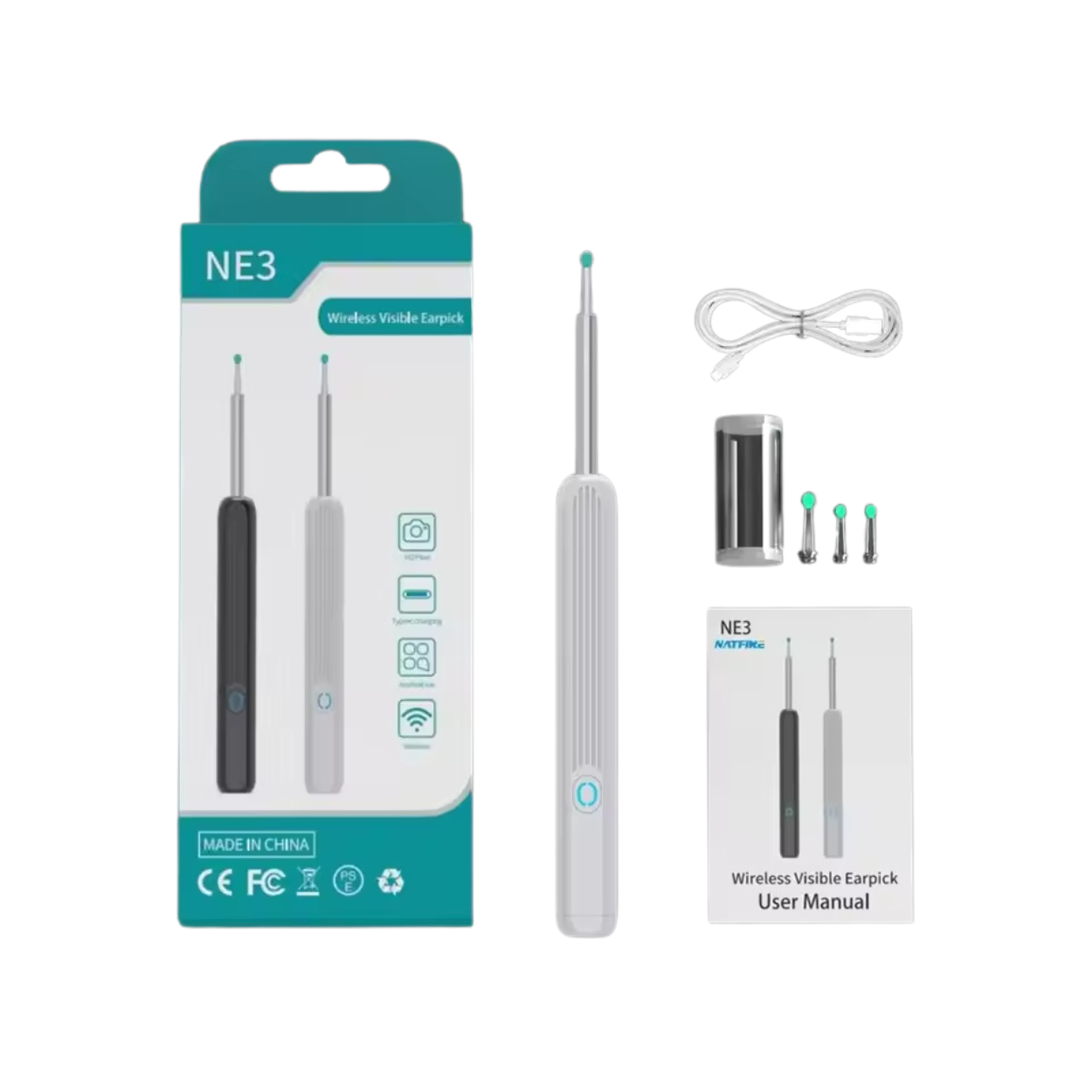 Otoscope Sans Fil Nettoyeur Oreille Visuel Intelligent