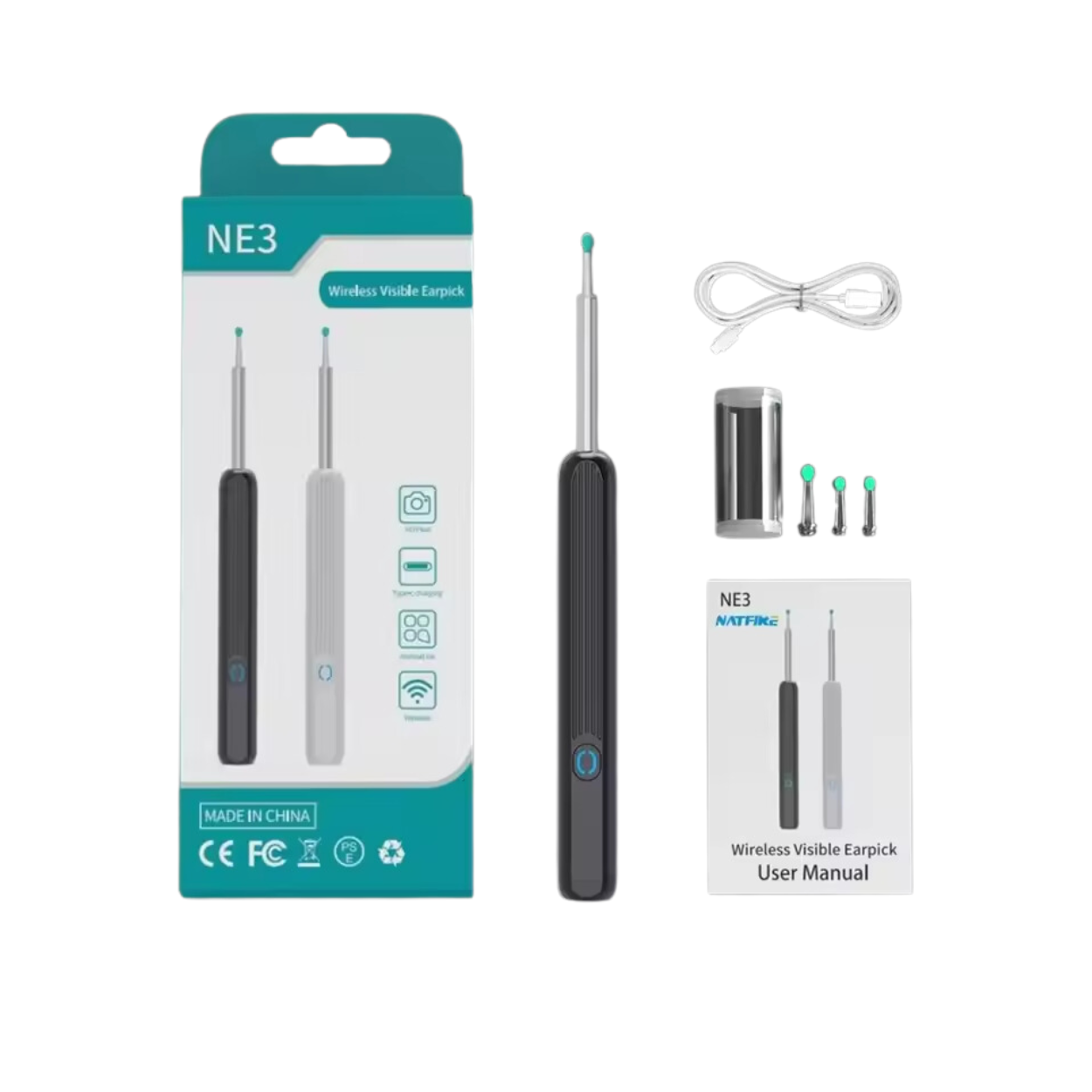 Otoscope Sans Fil Nettoyeur Oreille Visuel Intelligent