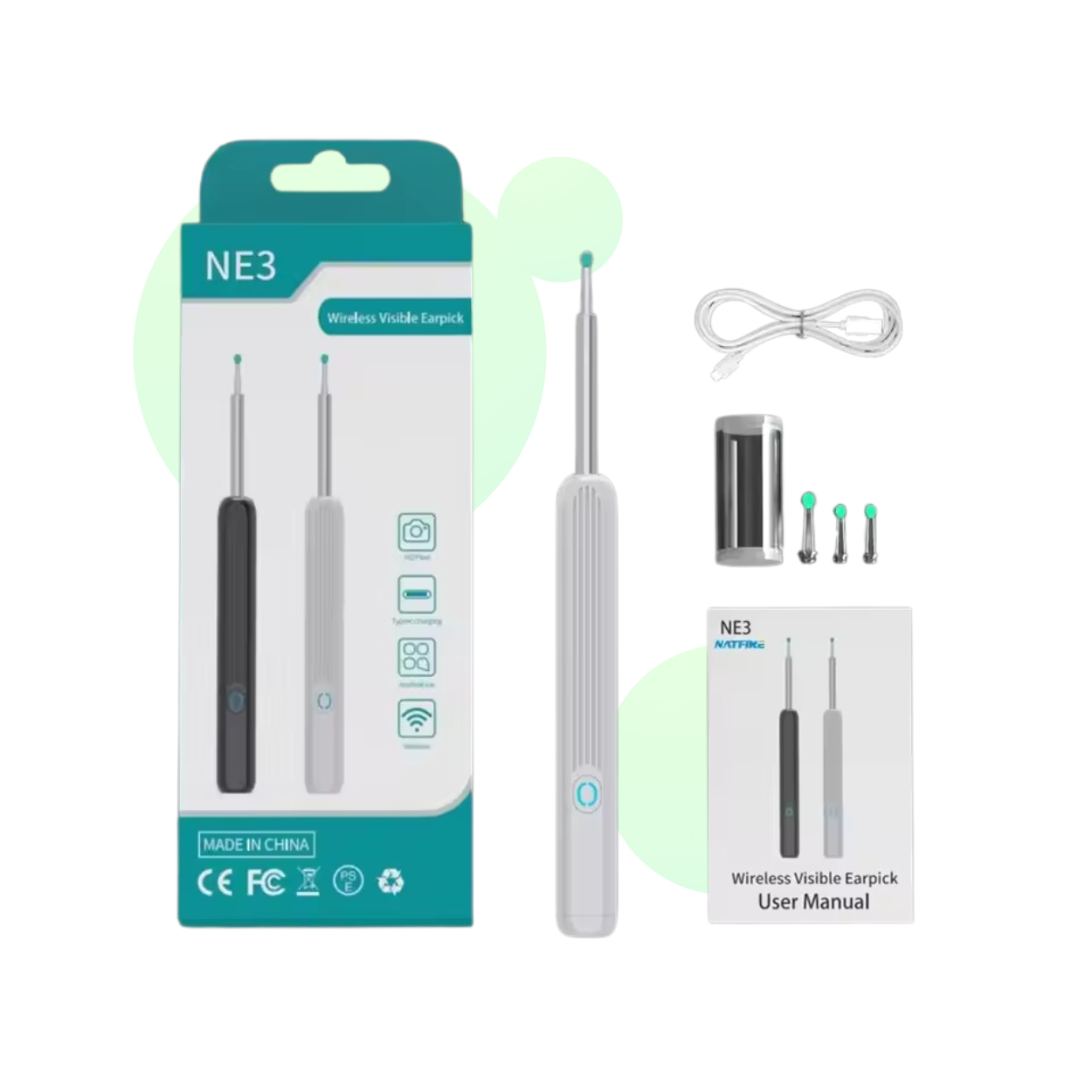 Otoscope Sans Fil Nettoyeur Oreille Visuel Intelligent