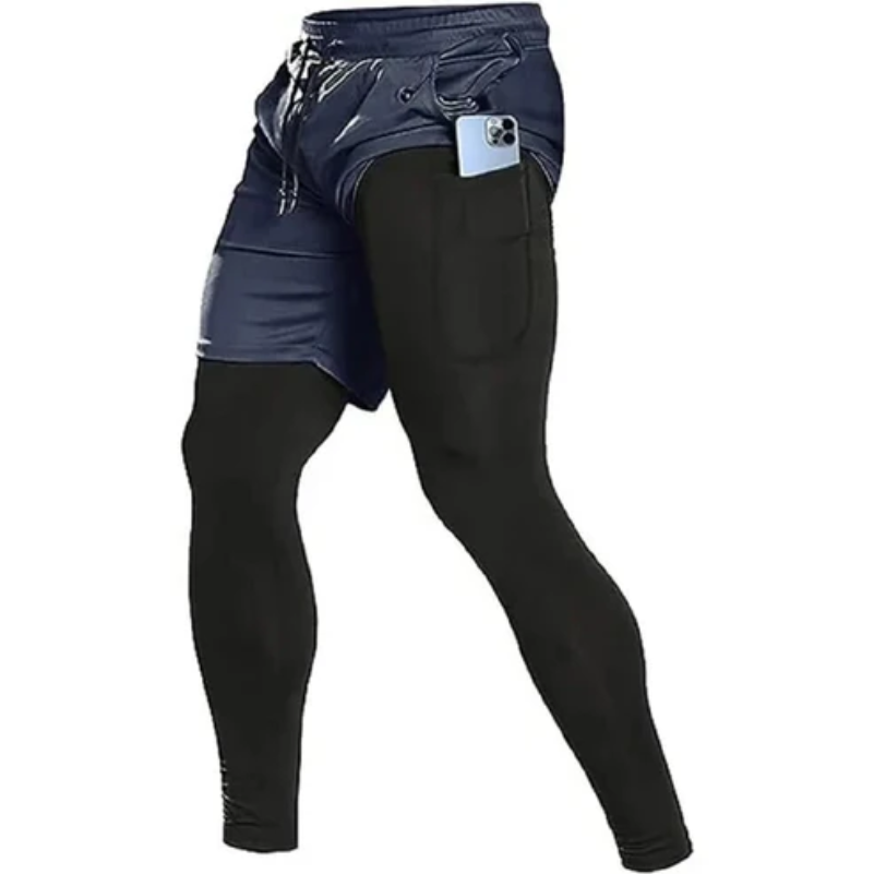 Pantalon de Course 2-en-1 – Compression & Jogging Double Couche