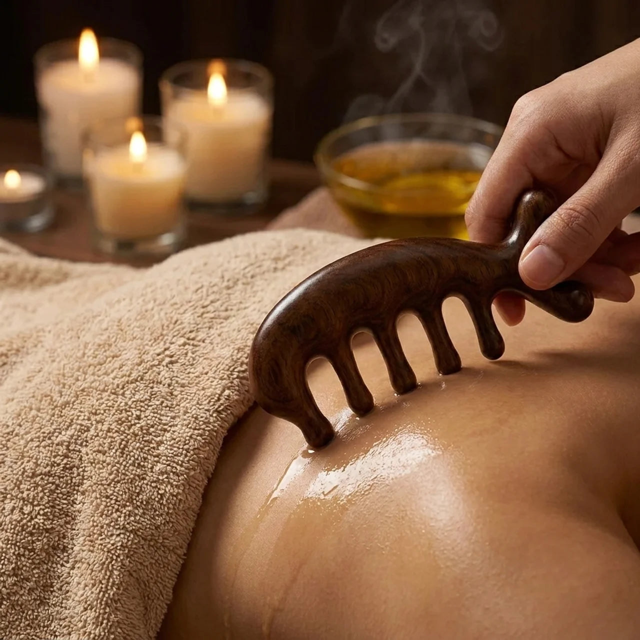 Peigne de Massage en Bois pour Cuir Chevelu Visage & Corps