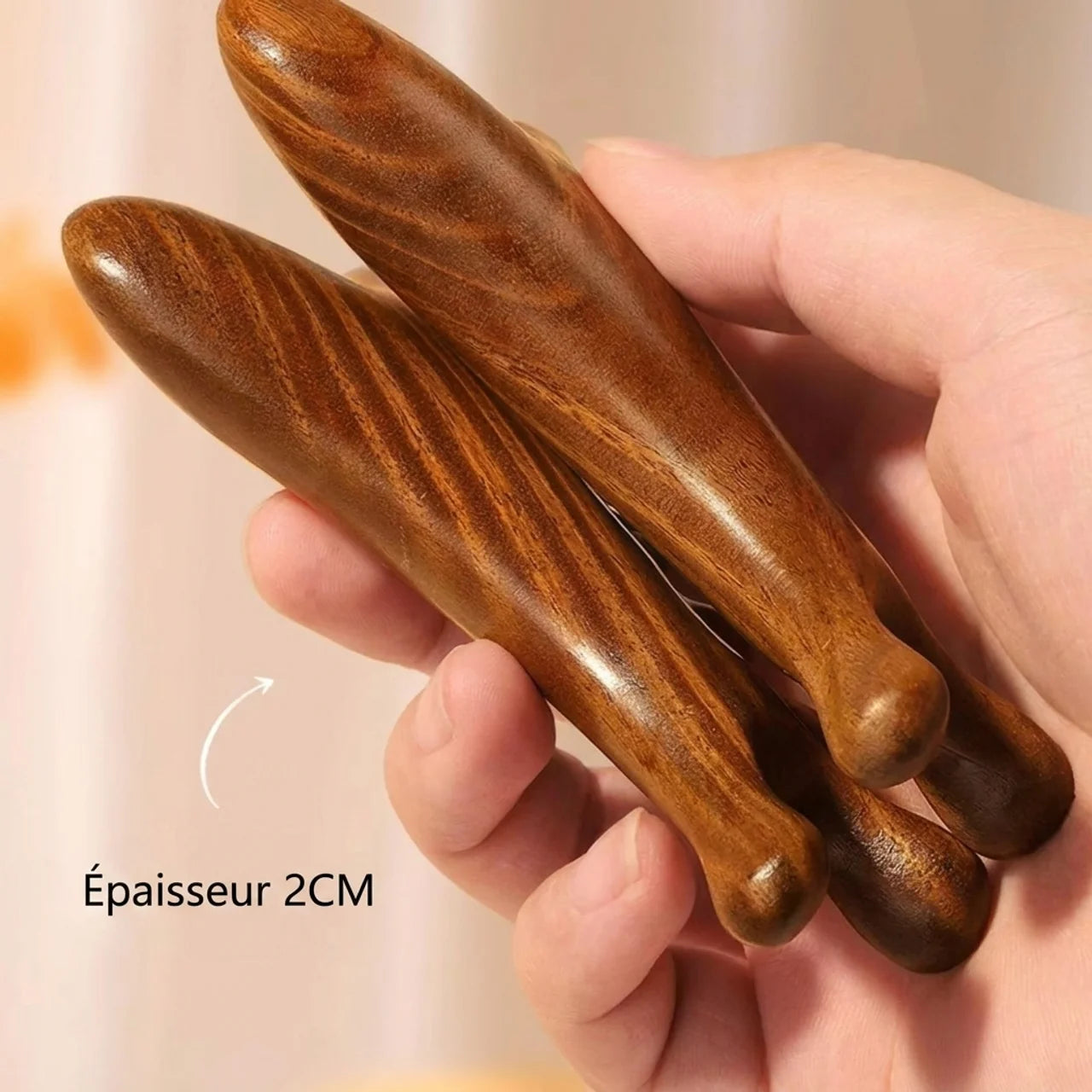 Peigne de Massage en Bois de Santal 4-en-1 – Visage Cuir Chevelu Cou et Corps