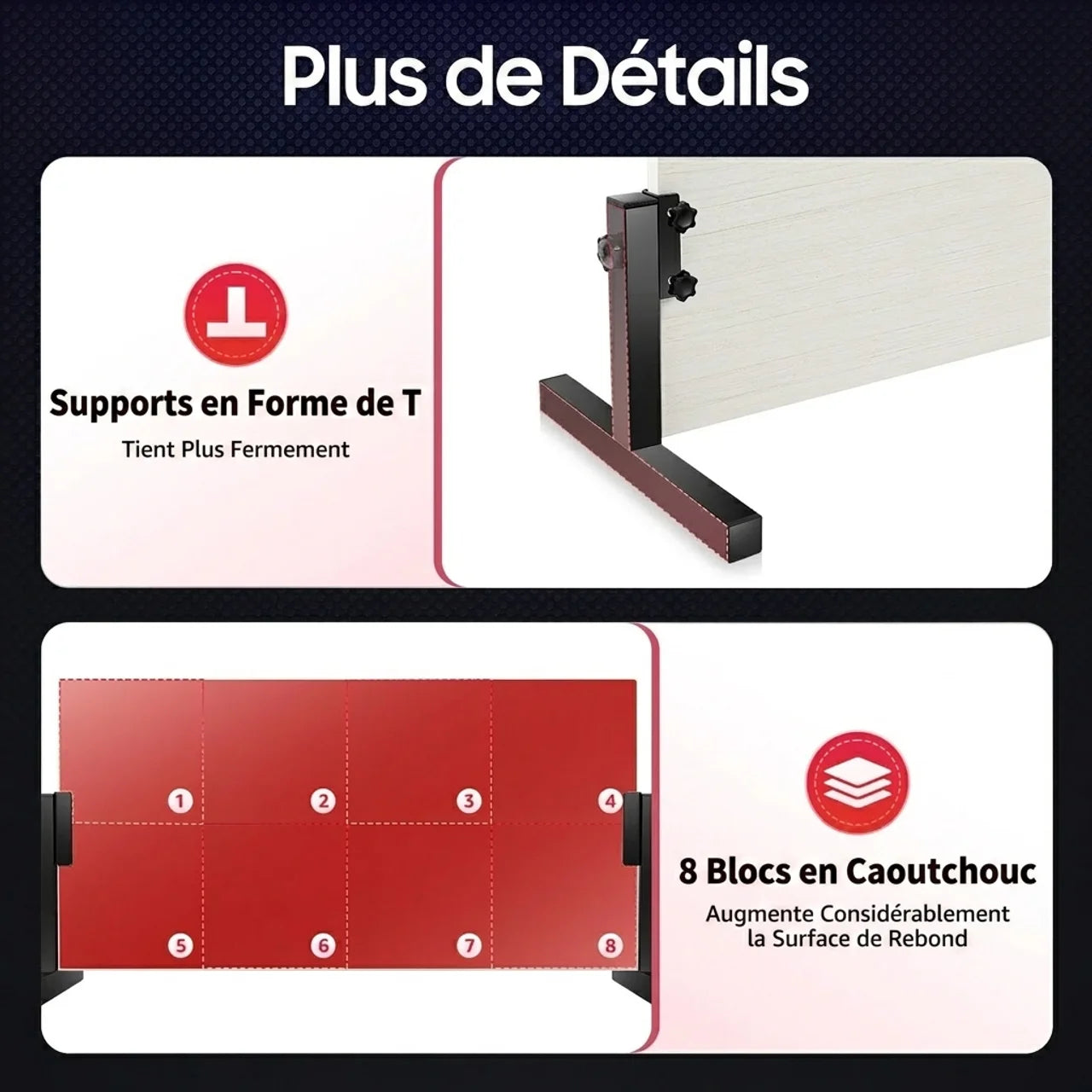 Planche de Tennis de Table Entraîneur de Ping Pong Réglable à 360°
