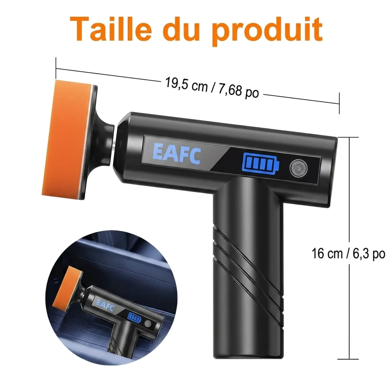 Polisseuse Voiture Sans Fil Rechargeable pour Auto Cuir Bois et Marbre