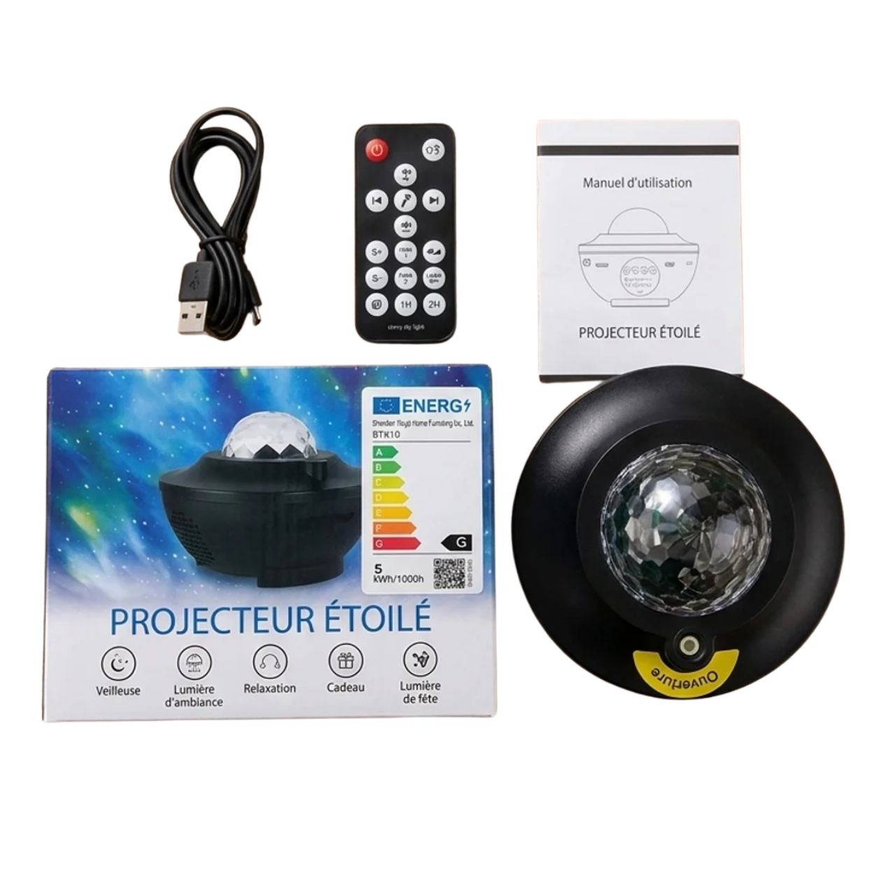 Projecteur Galaxie Ciel Étoilé LED Veilleuse Enfant et Adulte avec Enceinte Bluetooth