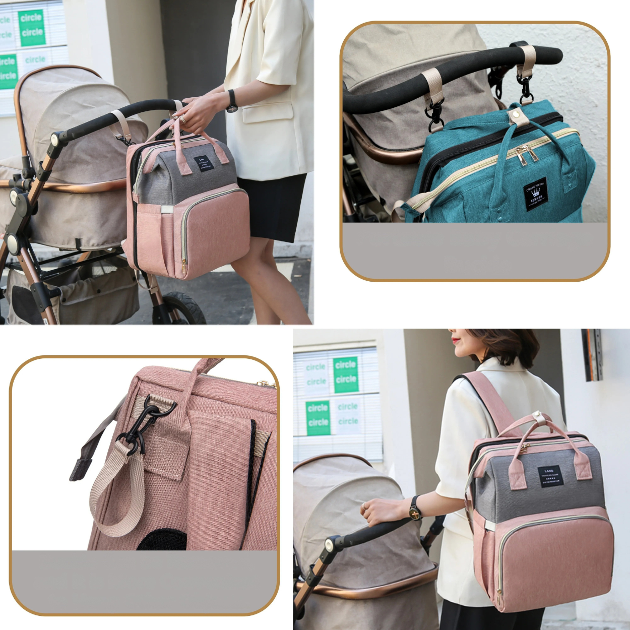 Sac à Langer Multifonction 3-en-1 Avec Berceau Portable