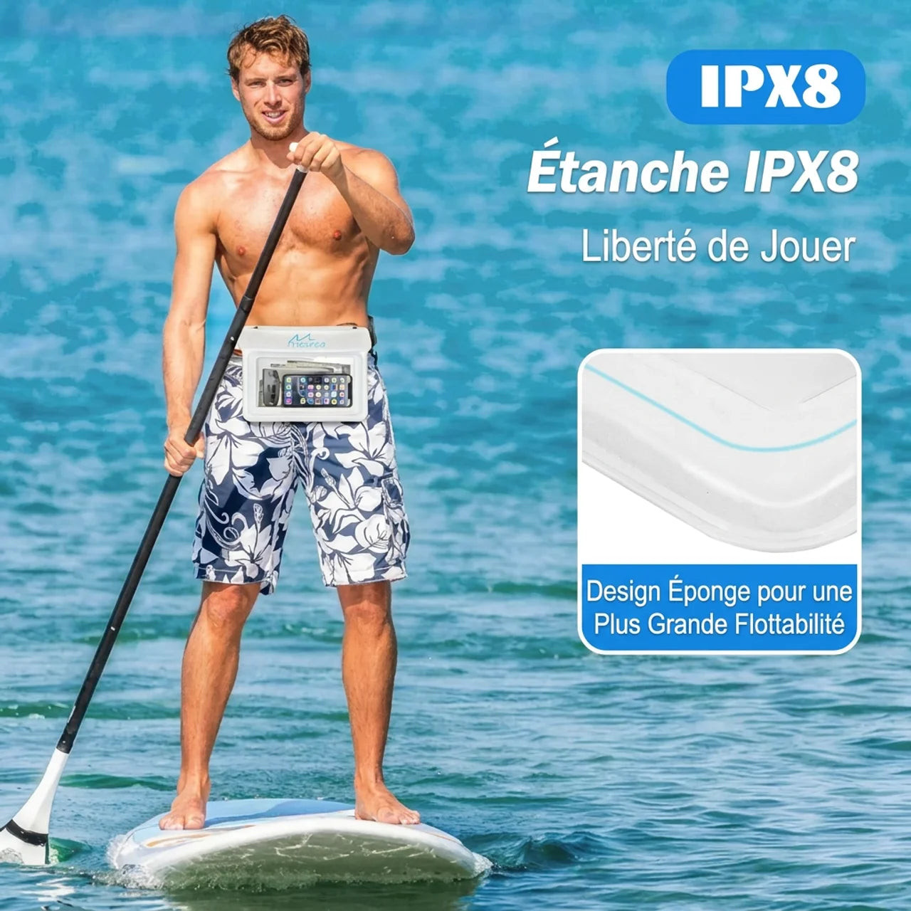 Sac Banane Étanche Flottant pour Téléphone Pochette Waterproof IPX8