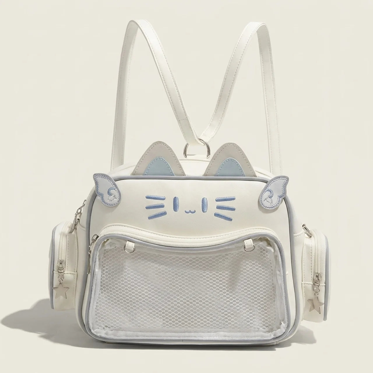 Sac à Dos Chat Kawaii 3-en-1 – Sac à Bandoulière Sac à Main et Sac à Dos Transparent