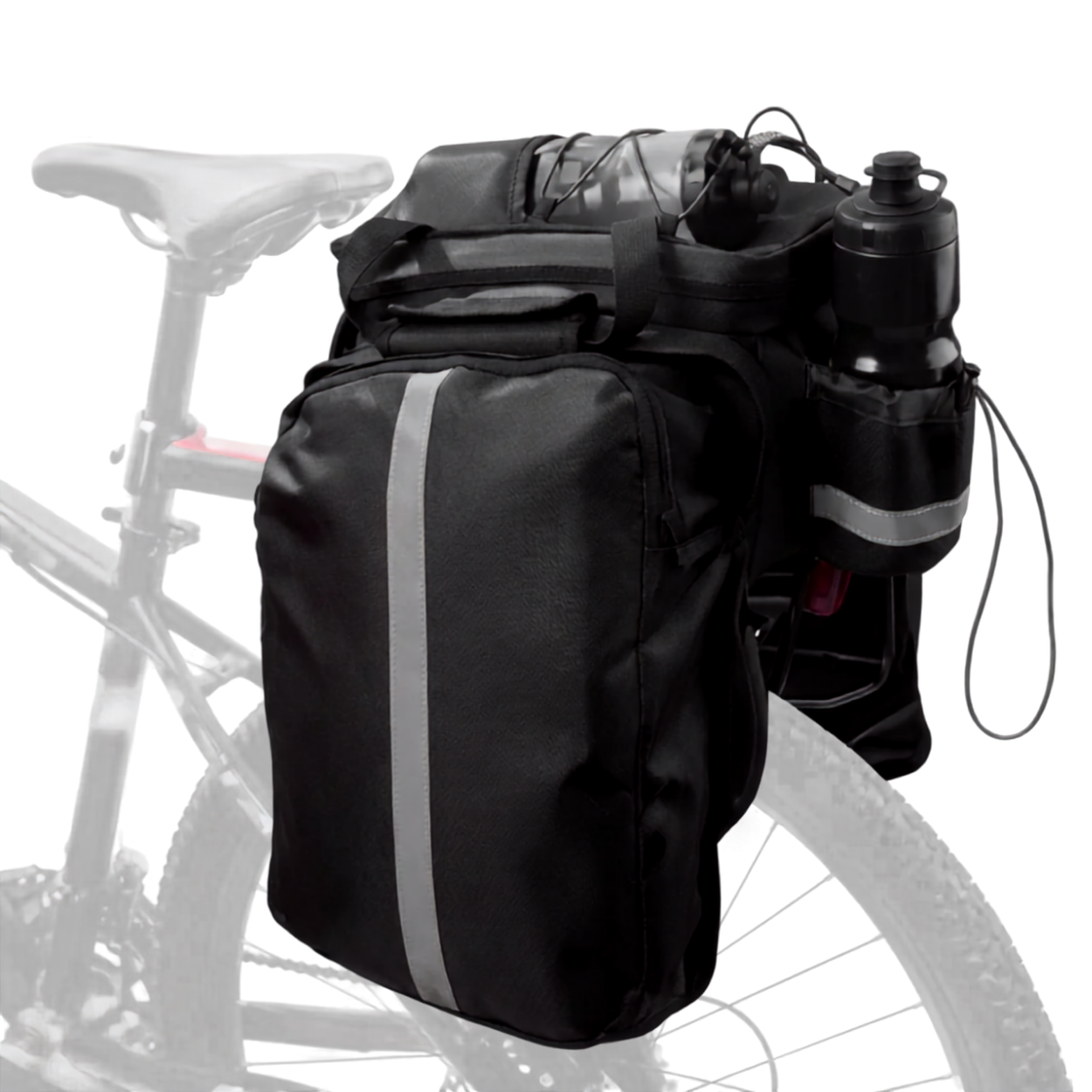 Sac de Porte-Bagages Vélo Multifonction 20L 3-en-1 Imperméable Extensible et Convertible