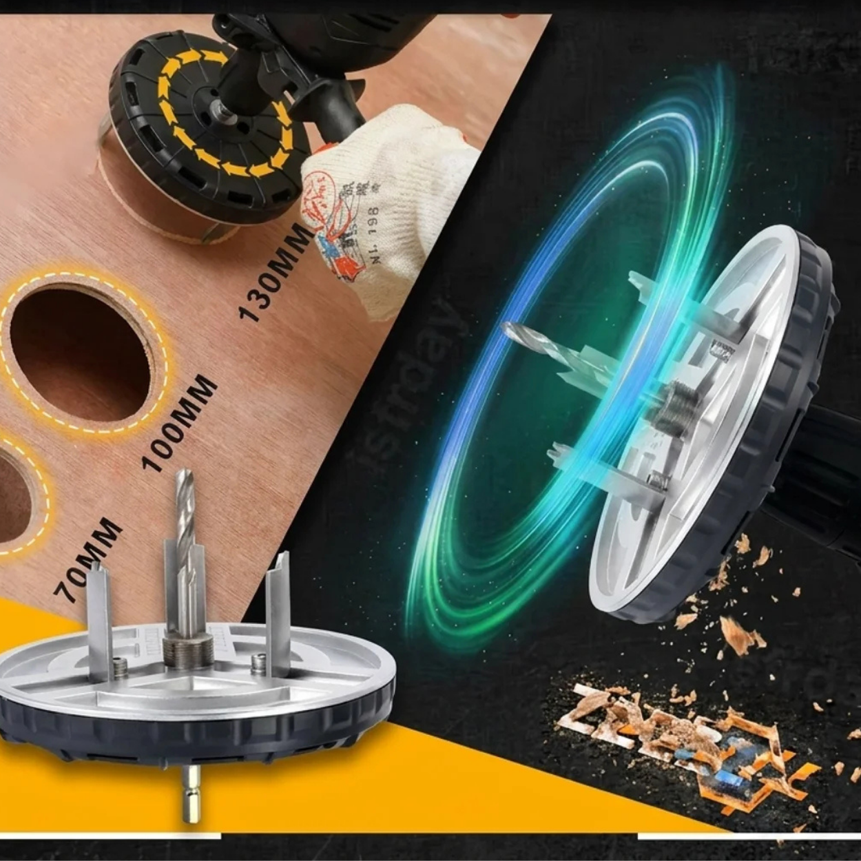 Scie Cloche Réglable 45 à 130 mm pour Perceuse Trépan Universel Multicoupe