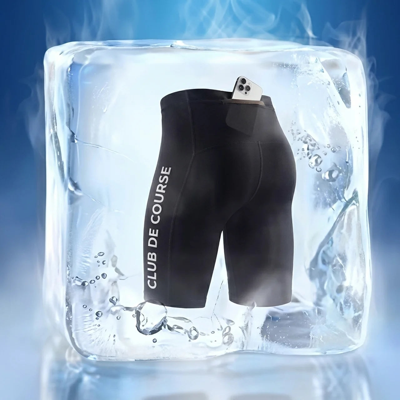 Short de Compression Sport Homme avec Poche Téléphone
