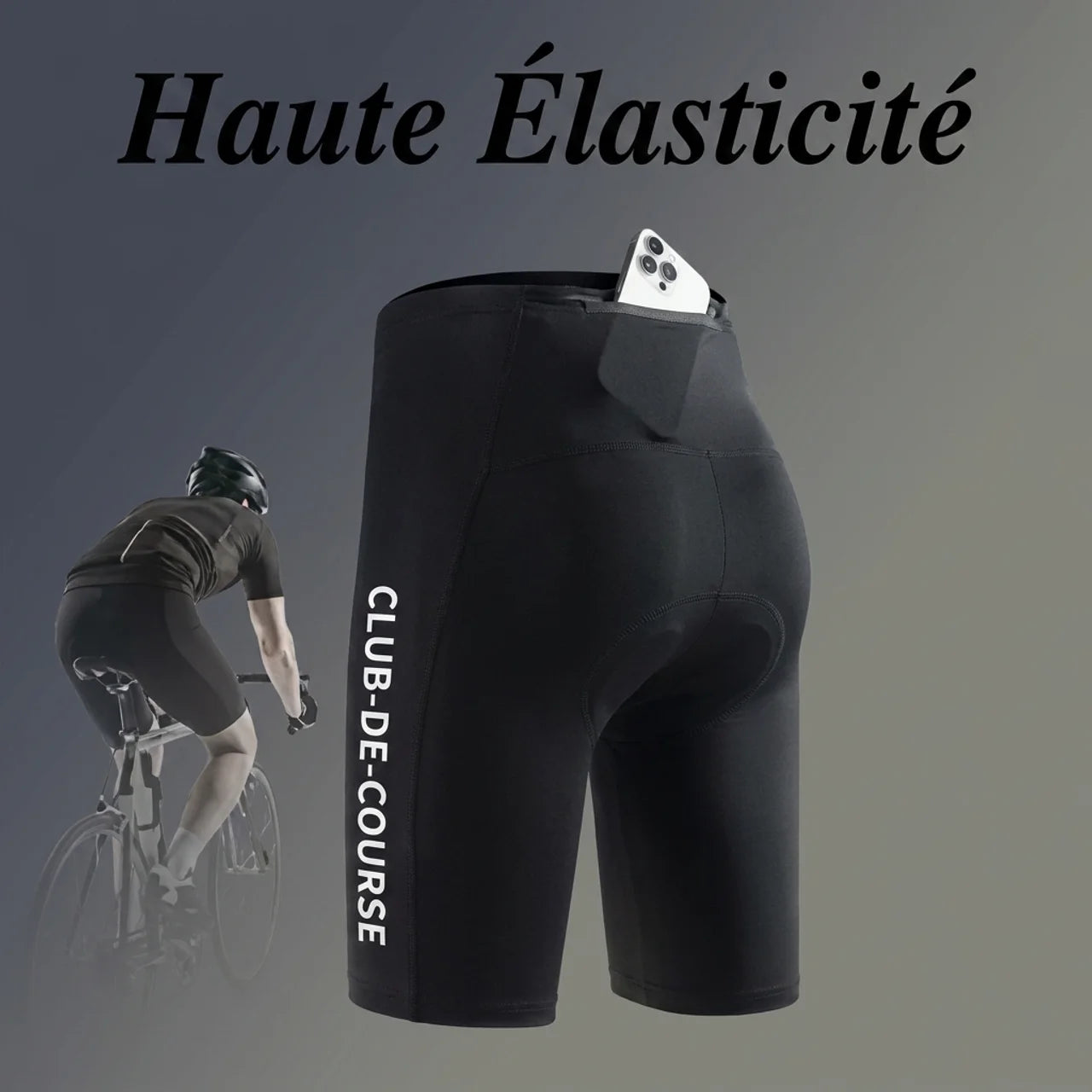 Short de Compression Sport Homme avec Poche Téléphone