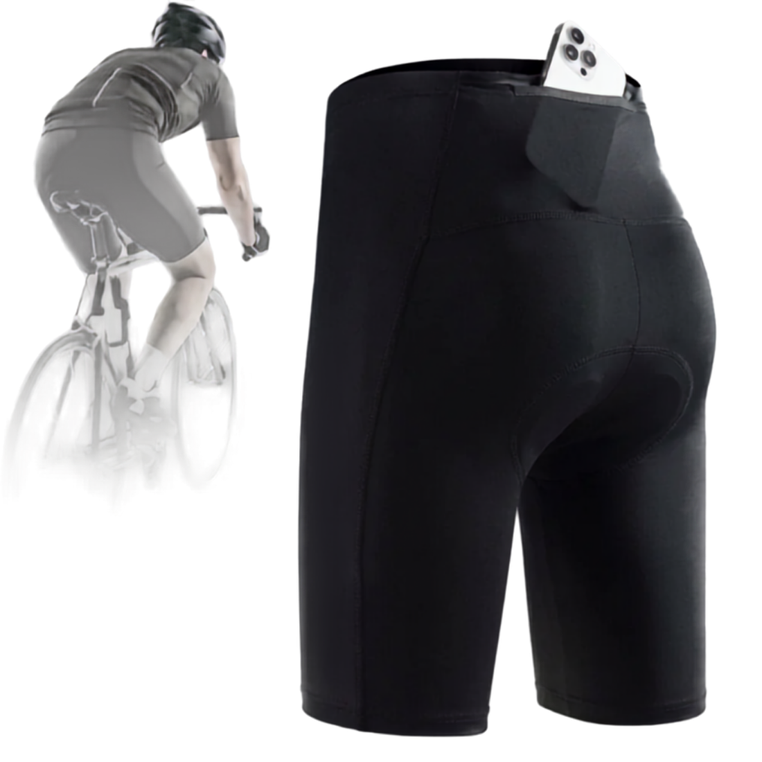 Short de Compression Sport Homme avec Poche Téléphone