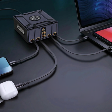 Station de Charge GaN 550W 7-en-1 avec Câbles USB-C Rétractables 100W