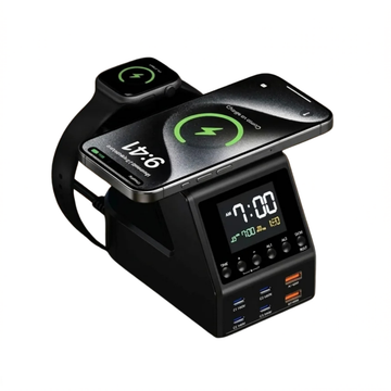 Station de Charge GaN 240W 10-en-1 Horloge & Recharge Sans Fil