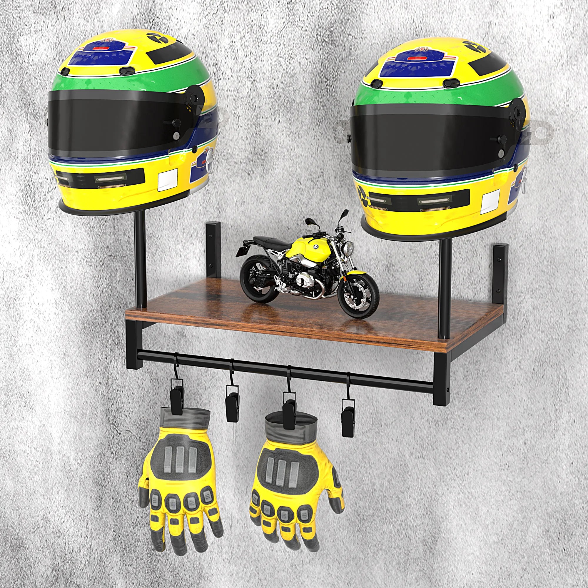 Support Casque Moto Bois Mural