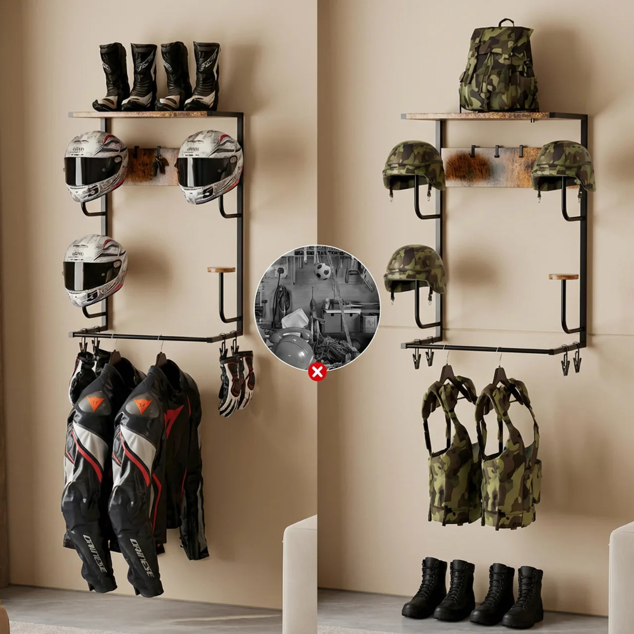 Support Casque Moto Mural