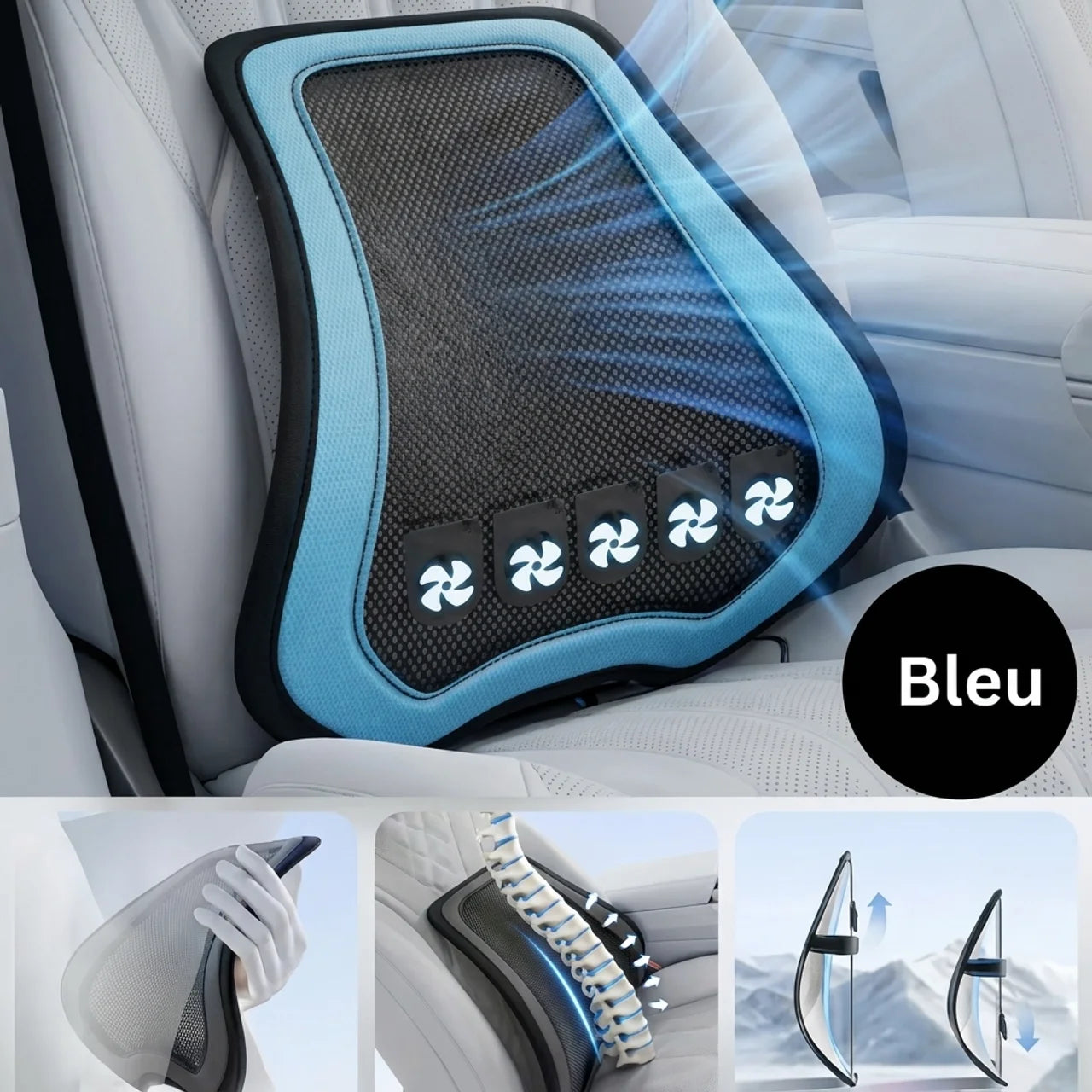 Support lombaire pour voiture avec ventilateur